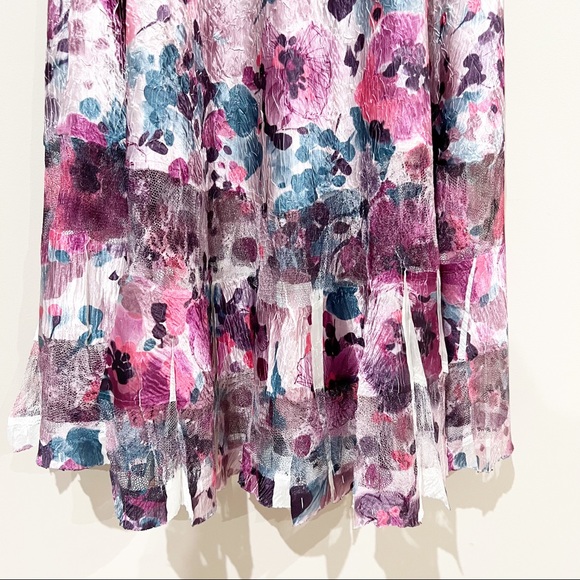 Komarov Dress Crinkle Midi Pleated Watercolor Cool Tone Dress - Picture 2 of 9